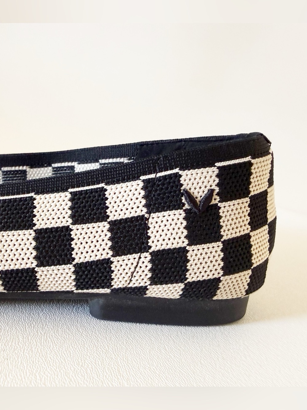 Vivaia Shoes Margot 2.0 Black & White Checker Knit Ballet Flats Chic Preppy 8 - Picture 10 of 15